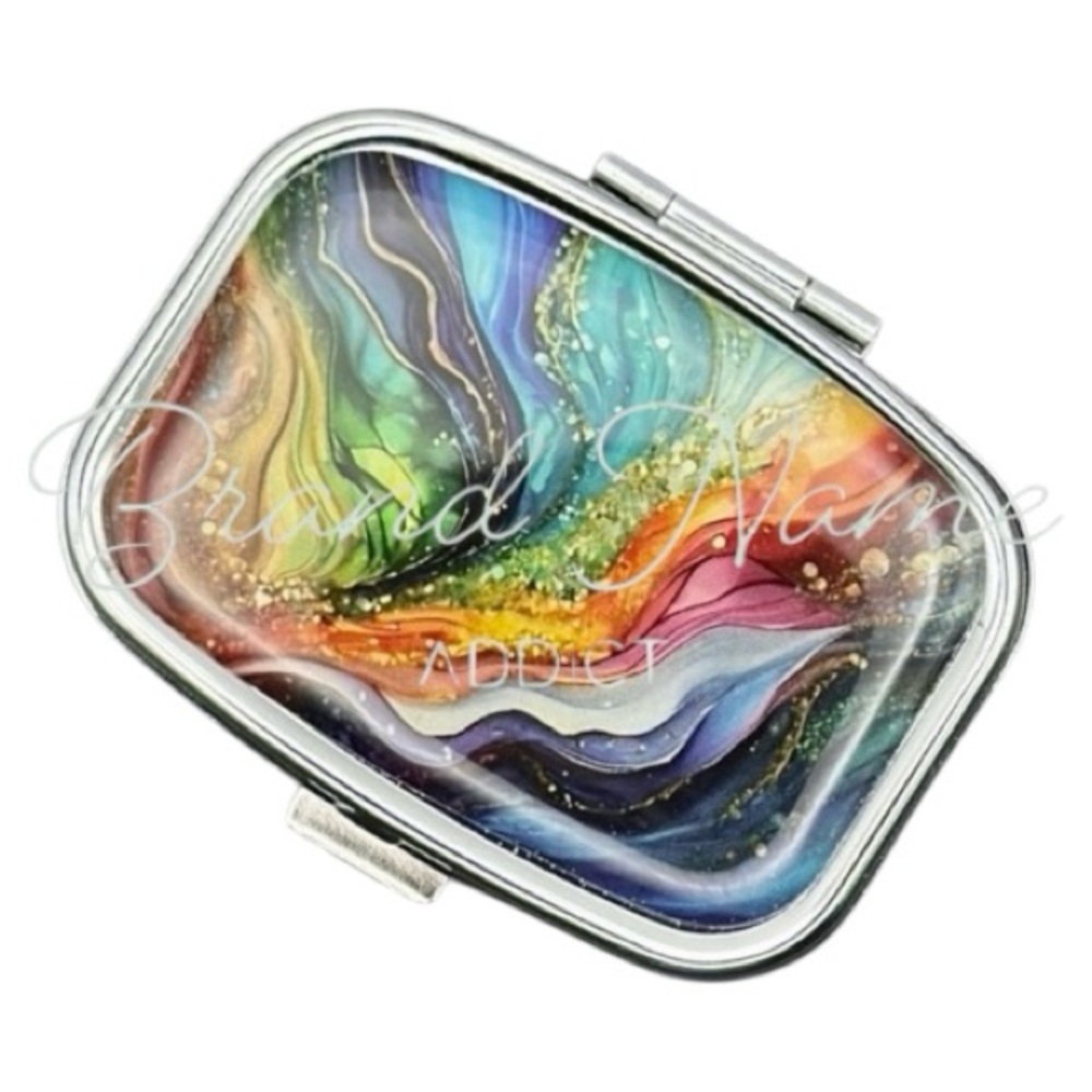 PRICE IS FIRM - Colorful Multi-Use Mirrored Pill Box Container